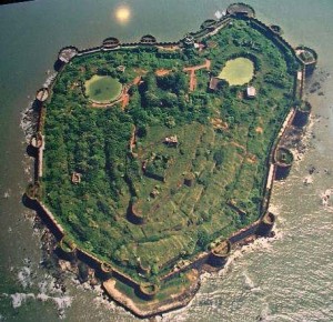 Janjira sea fort view from an aeroplane